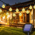Miniatyrbilde 1 av 6: Solcelled Utendørs Lyslenke, 50 LED, 8 Moduser, Krystallkule, Hvit