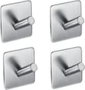 4-pack Badhanddukshängare i Rostfritt Stål med 3M-Lim, Väggkrokar