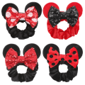 Miniatyrbillede 1 af 6: 4 stk. Fløjlsmusøre Scrunchies Blanke Sequin Bows Scrunchies C