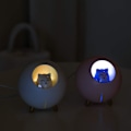 Miniatyrbillede 2 af 5: （Hvid）Kattedyr Multi-Mode Farverig LED Natlampe Lille Mini Spr