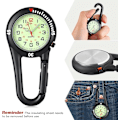 Miniatyrbillede 5 af 6: Sort Karabiner FOB Klips Luminous Ansigt Kvarts Ur Lommeur