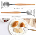 Miniatyrbillede 2 af 5: 2 stk. Salatserveringer i Rustfrit Stål, Træ Salatserveringer  DXGHC