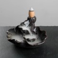 Miniatyrbillede 2 af 3: 1 stk. keramisk ornament medium lotusblad tilbageflow røgelse
