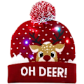 Miniatyrbillede 1 af 6: LED Julehat, Lysende Julehat Unisex Strikket Beanie H