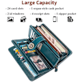 Miniatyrbillede 5 af 5: RFID-blokerende pung i ægte læder til kvinder - Clutch-pung - Kortholder - Organizer - Damepung (blå)