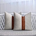 Pikkukuva 2 / 6: 2 kpl maalaismaisen tyylin raidallinen patchwork-pellavatyynynpäällinen