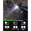 Miniatyrbillede 2 af 6: Cykellys, Høj Lumen Super Lys Cykellys, 6+4 Tilstande USB Genopladelig Cykel Forlygte & Baglygte Sæt, Vandtæt