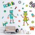 Miniatyrbild 2 av 5: Robot Robot Katt Robot Hund Skruv Väggdekal Vardagsrum Sovrum