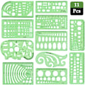 Miniatyrbilde 5 av 7: 11 Stykk Plast Målesjablonger Sirkelsjablong Geometrisk D