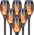 Solcellelamper Utendørs - 6 Stykker 12 LED Solcellelamper med Realistiske Flammer