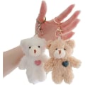Miniatyrbillede 1 af 6: 2 stk. Plys Bamse Nøglering, Sød Fluffy Fyldte Dyr Nøglering Pen