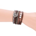 Miniatyrbild 3 av 4: （Grå）Armband för kvinnor Läder Wrap Manschett Armband Boho Smycken