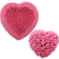 Miniatyrbillede 1 af 5: Lille Silikon 3D Rose Blomsterform Kærlighed Hjerteform Fondant S DXGHC