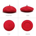 Miniatyrbilde 6 av 7: Dame Ullfransk Beret Beanie Vinterhatt Floppy Cap - Rød