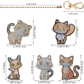 Miniatyrbilde 2 av 5: 5 Stykker Katt Nøkkelring Diamantmaleri, 5D Diamantkunstmaling DXGHC