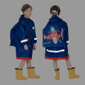 Miniatyrbilde 3 av 5: 1 Pakk, Barneregnjakke Poncho Jenter Gutter Vanntett Poncho