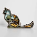 Miniatyrbillede 3 af 5: Hule træhåndværk, kreativ dyre hjem kat deco lampe, træ