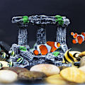Miniatyrbillede 6 af 6: Akvarium Fisketank Kvadratisk Rom Sten Søjler Harpiks Manuel Sten D
