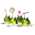 Miniatyrbillede 1 af 5: 4 søde tegnefilmfrøer, jernpynt, kreativt hjem, stue,
