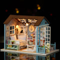 Miniatyrbild 2 av 2: 1 set DIY-stuga handgjord monterad modellhus kreativ present chi