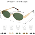 Miniatyrbilde 5 av 5: SOJOS Retro Oval Solbriller kompatibel med kvinner og menn Trendy solbriller Klassiske nyanser UV400-beskyttelse SJ1217_SSDLV DB Shiny Gold-Green