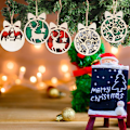 Miniatyrbillede 3 af 7: 12 stk. Juletræspynt Små Runde Træhængere Juledekoration
