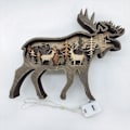 Miniatyrbillede 3 af 5: Trædyr Ornamenter, LED Retro Stil Træsculptur, 3D DXGHC