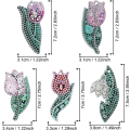 Miniatyrbillede 3 af 5: 5 Stykker 5D DIY Rose Diamantmaleri Nøgleringe, Blomster Rhin DXGHC