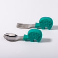 Miniatyrbilde 2 av 5: 2 stk. Småbarnsgaffel og skje sett, håndflategrep for baby, BPA-fri trening