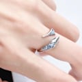 Miniatyrbillede 5 af 5: 1 par justerbare sorte og blå slange ringe til par