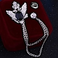 Miniatyrbillede 4 af 5: 2 stk. Herre Brosche Suit Pin Badge med Kæder Brosche Spænde Kæde