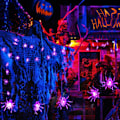 Pikkukuva 5 / 6: Halloween-valot, 2m 30 LED Purppurainen Hämähäkkiketjuvalot Lepakko