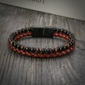 Miniatyrbillede 5 af 5: Mode vævet læder rustfrit stål mænds armbånd Naturlig DXGHC