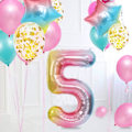 Miniatyrbillede 6 af 7: 5 års fødselsdagspige ballon, 5 års fødselsdag, lyserød nummer 5 ballon, B