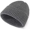 Miniatyrbilde 4 av 5: Grå Good Threads Beaniehatt Varm Strikket Hatt Tykk Strikket Skallehette