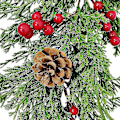 Miniatyrbild 4 av 4: Simulering jul Dörrdekoration Grön växt tallnål DXGHC
