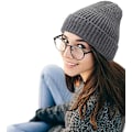 Miniatyrbilde 3 av 5: Grå Good Threads Beaniehatt Varm Strikket Hatt Tykk Strikket Skallehette