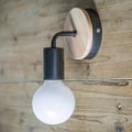 Miniatyrbild 4 av 4: Svart vägglampa E27 LED Vägglampa i järn och trä för