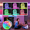 Miniatyrbillede 4 af 5: 100ft LED-striplys til soveværelse, musik synkroniseret RGB farveskiftende lys med APP og 44-tasters fjernbetjening, perfekt til