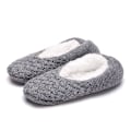 Miniatyrbillede 1 af 3: Dames Fuzzy Cable Knit Slippersokker med Gribere (Grå, 9-10)