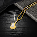 Miniatyrbillede 3 af 4: Halskæde med guitar-vedhæng i rustfrit stål, klassisk hipster-stil, titanium