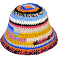 Miniatyrbild 4 av 4: Färgglad Bucket Hat för Kvinnor Män Stickad Hatt Vävande Rand DXGHC