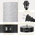 Miniatyrbillede 5 af 5: 3-Farvet Temperatur Sengelampe Natbordlampe med USB A-port og C-port, Bordlampe til Soveværelse med LED Pære Lille