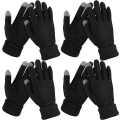Miniatyrbillede 1 af 6: 4 Par Dame Vinter Touchscreen Handsker Varme Fleeceforet Strik