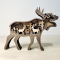 Miniatyrbillede 2 af 5: Trædyr Ornamenter, LED Retro Stil Træsculptur, 3D DXGHC