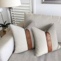 Pikkukuva 4 / 6: 2 kpl maalaismaisen tyylin raidallinen patchwork-pellavatyynynpäällinen