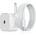 Pikkukuva 1 / 5: iPhone-nopea lataus 27W seinälaturipistokkeella ja USB-C - Lightning-kaapelilla 1,8 metriä, tyypin C latauslohko