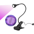 Pikkukuva 1 / 5: UV-geelilamppu 3W UV LED Violet USB:lla ja klipsikytkimellä matkapuhelimelle