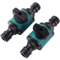 Miniatyrbillede 1 af 5: Havehane slange hurtigkobling med 2-vejs stopventil 2 stk 16 mm