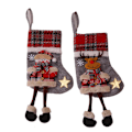 Miniatyrbild 4 av 5: 4 stycken julstrumpor i medelstor rutig design med julgranshänge för barn